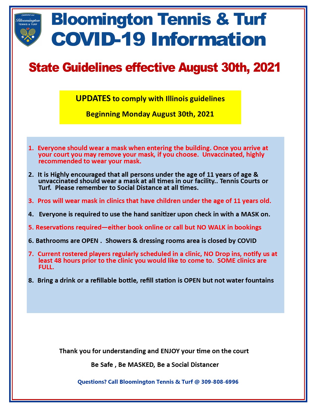 COVID-19 Rules UPDTAED 08302021