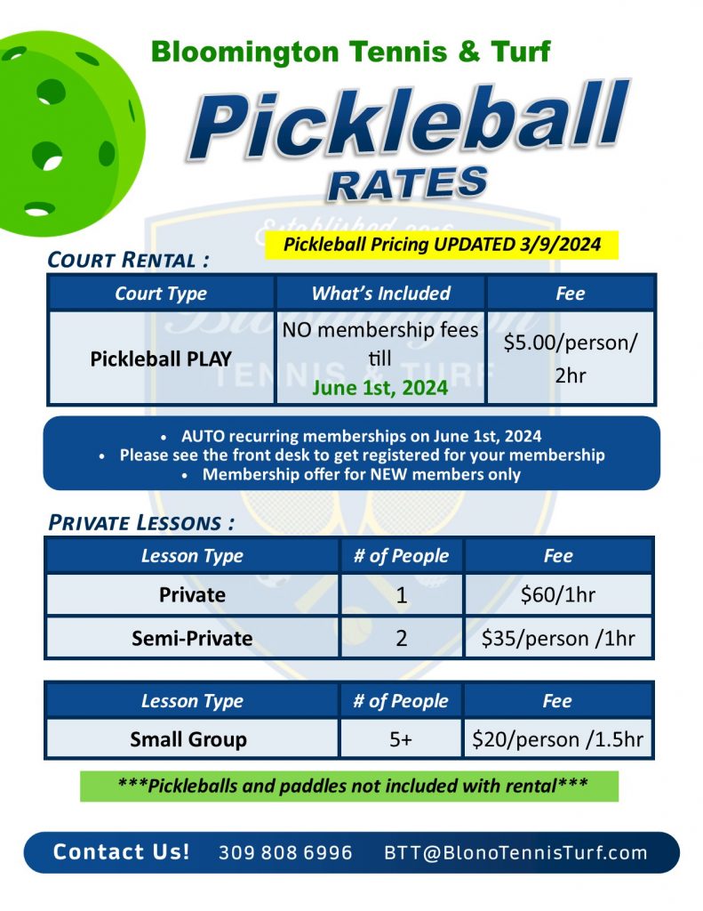 Pickleball Pricing Flyer 2024