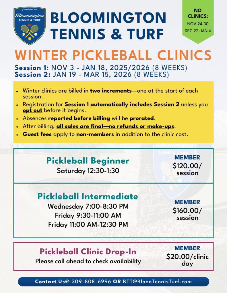 25.26 Winter Pickleball Clinic Pricing