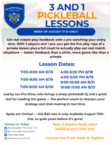 8.18-20 3n1 Pickleball Lessons